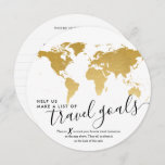 Advice Card Unique Guest Book Travel Ideas Cards<br><div class="desc">Create a unique and fun guest book alternative for a travel bridal shower theme or destination wedding couple who loves to travel with these fun travel advice cards that resemble a gold and white globe for guests to mark their favorite vacation spots and describe their suggestion on the back! Guests...</div>