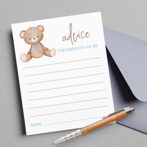 Advice Card We Can Bearly Wait Baby Shower Game