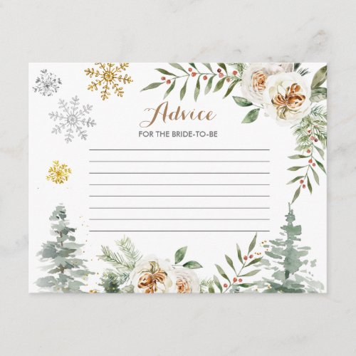 Advice Card Winter White Floral Pine Trees