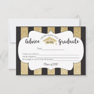 Advice Cards for the Graduate with Gold Glitter