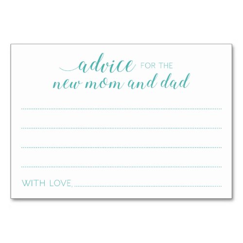 Advice Cards New Mom Dad Turquoise Baby Shower