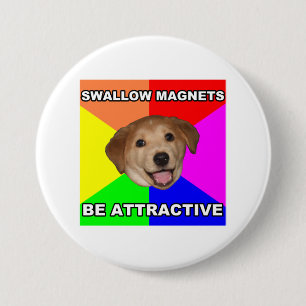 Advice Dog Swallow Magnets Pinback Button