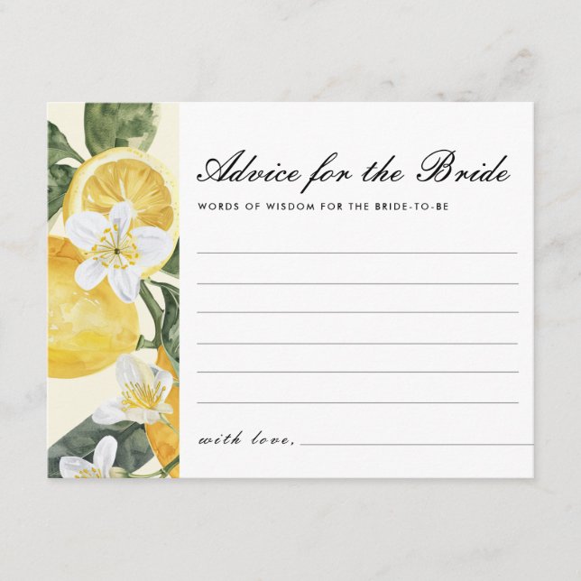 Advice for Bride Main Squeeze Bridal Shower Enclosure Card (Front)