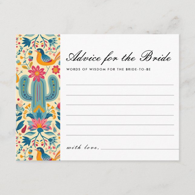 Advice for Bride Mexican Fiesta Bridal Shower Enclosure Card (Front)