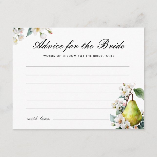 Advice For Bride Perfect Pear Bridal Shower Enclosure Card (Front)