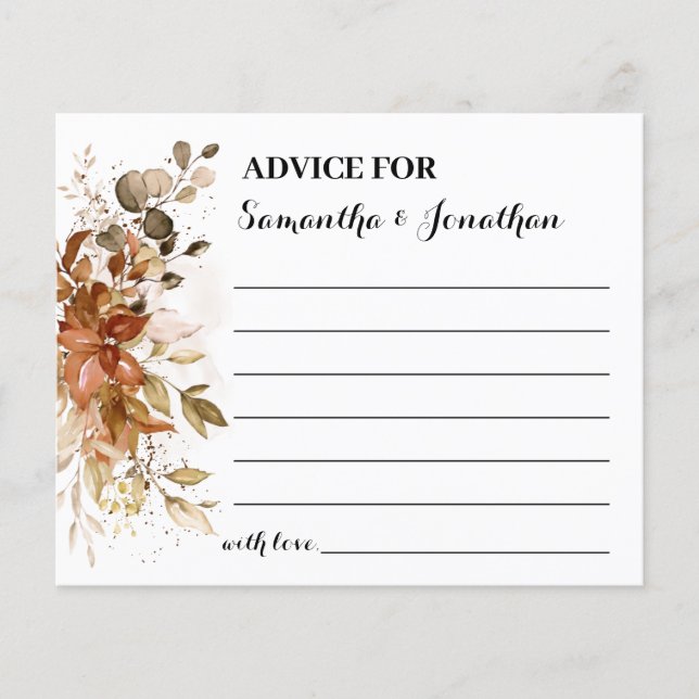Advice for Couple Autumn Fall Bridal Shower Card Flyer (Front)