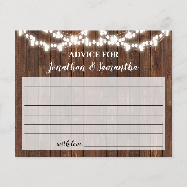 Advice for Couple Bridal Shower Rustic Card Flyer (Front)