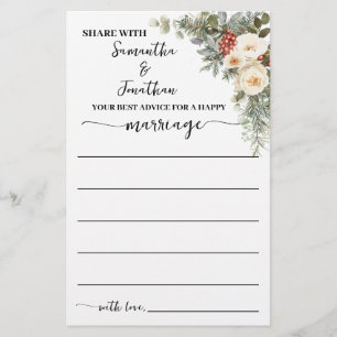 Advice for Couple Winter Floral Bridal Shower Card Flyer