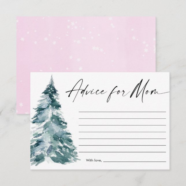 Advice for mom Christmas tree baby shower Enclosure Card (Front/Back)