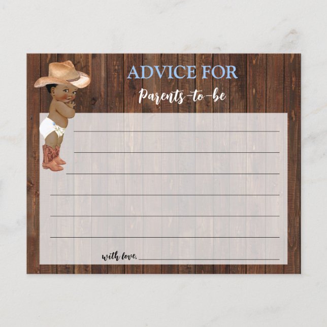Advice for Mom & Dad AA Cowboy Baby Shower Card Flyer (Front)