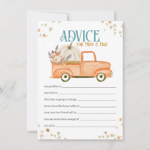 Advice for Mom & Dad Card, Orange Pumpkin Truck Note Card