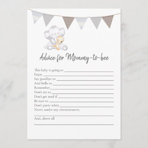 Advice For Mom_To_Be Game Baby Elephant Card