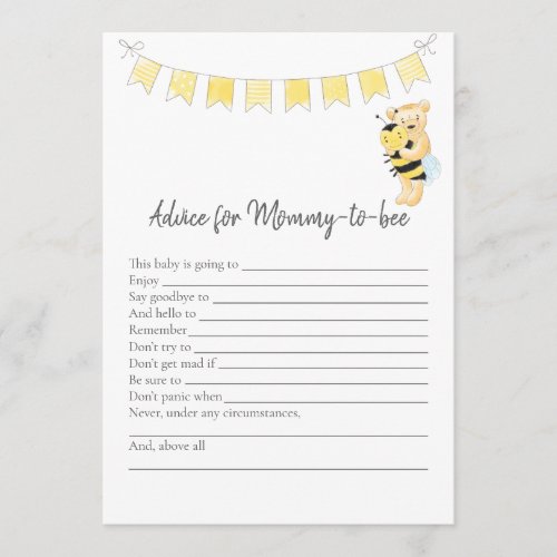 Advice For Mom_To_Be Game Teddy Bear Card