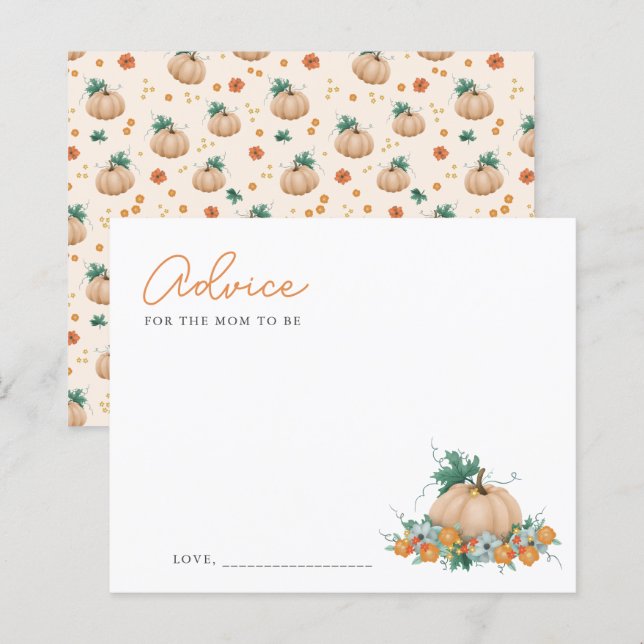 Advice For Mom To Be Pumpkin Baby Shower (Front/Back)