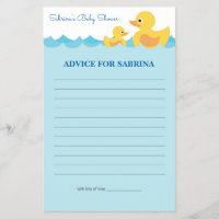 Advice for Mom To Be Rubber Duck Baby Shower Game