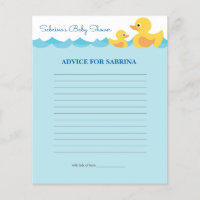 Advice for Mom To Be Rubber Duck Baby Shower Game