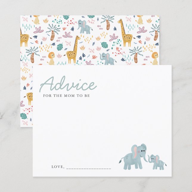 Advice For Mom To Be Safari Elephant Baby Shower (Front/Back)
