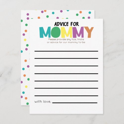 Advice for Mommy Baby Shower Invitation Insert