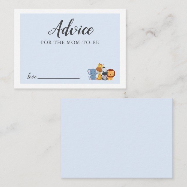 Advice for Mommy Blue Jungle Shower Card (Front/Back)