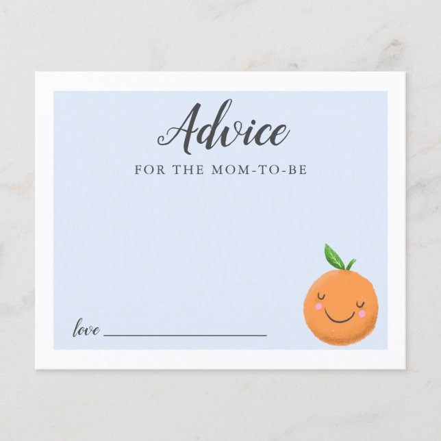 Advice for Mommy Blue Little Cutie Shower Card (Front)