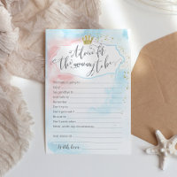 Advice for mommy gender reveal baby shower card