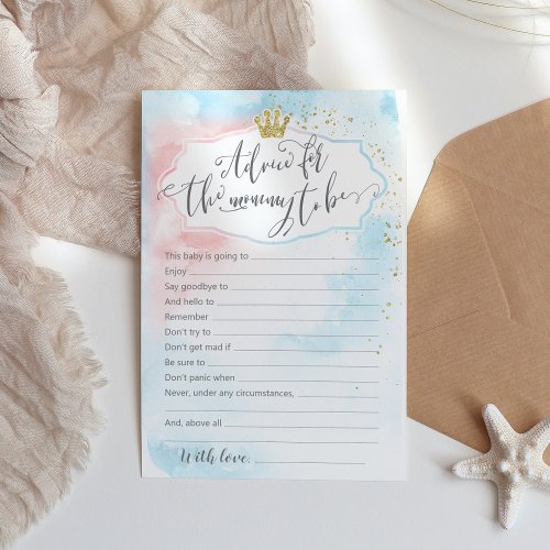 Advice for mommy gender reveal baby shower card