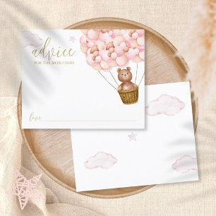 Advice For Mommy Teddy Bear Pink Baby Shower Card