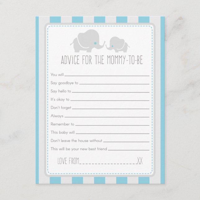 Advice for mommy-to-be Baby Shower Game Card (Front)