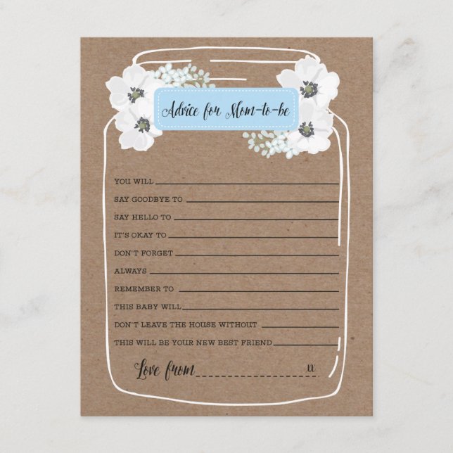 Advice for mommy-to-be Baby Shower Game Card (Front)