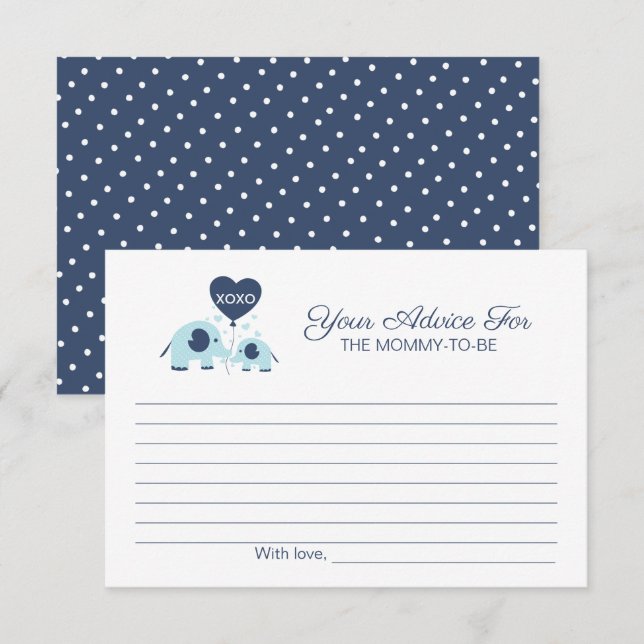Advice for Mommy-to-Be Blue Elephant Baby Shower Invitation (Front/Back)