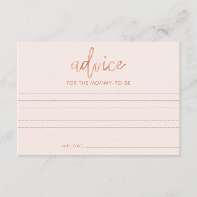Advice for Mommy-to-Be Chic Rose Gold Baby Shower (Front)