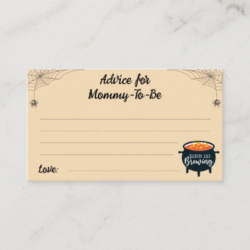 Advice for Mommy_to_be Halloween Twins Baby Shower Enclosure Card