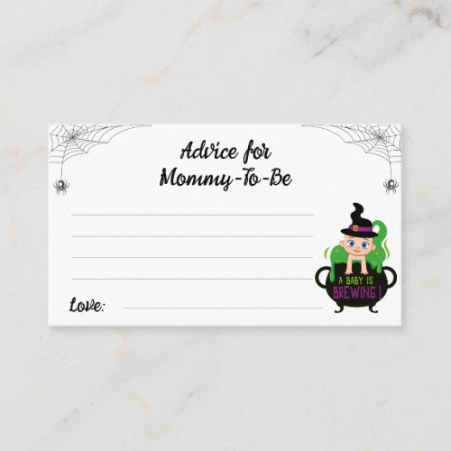 Advice for Mommy_to_be Halloween Witch Baby Shower Enclosure Card