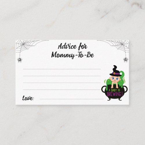 Advice for Mommy_to_be Halloween Witch Baby Shower Enclosure Card