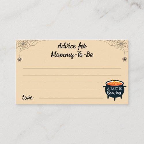 Advice for Mommy_to_be Halloween Witch Baby Shower Enclosure Card