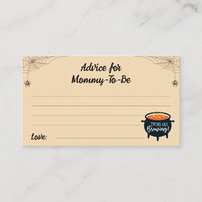 Advice for Mommy-to-be Halloween Witch Baby Shower Enclosure Card (Front)