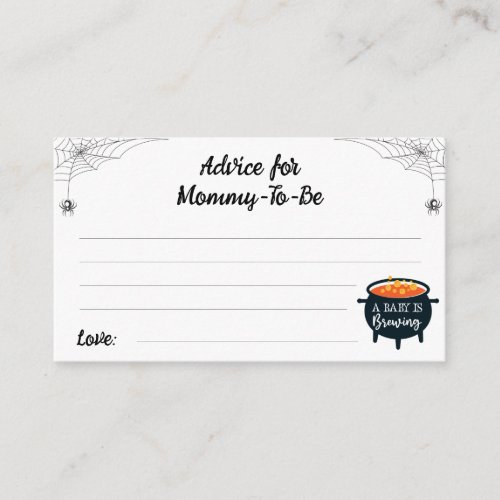 Advice for Mommy_to_be Halloween Witch Baby Shower Enclosure Card