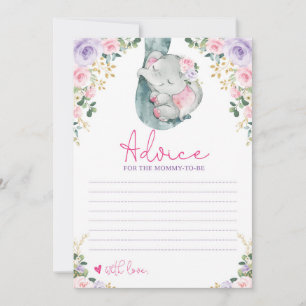 Advice for Mommy to Be Pink Purple Elephant Card