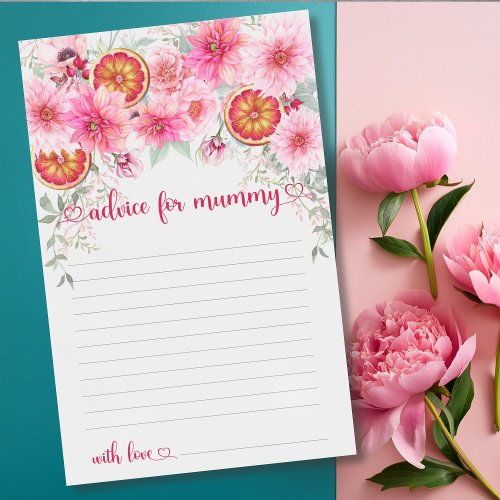 Advice For Mummy Citrus Pink Baby Shower Game