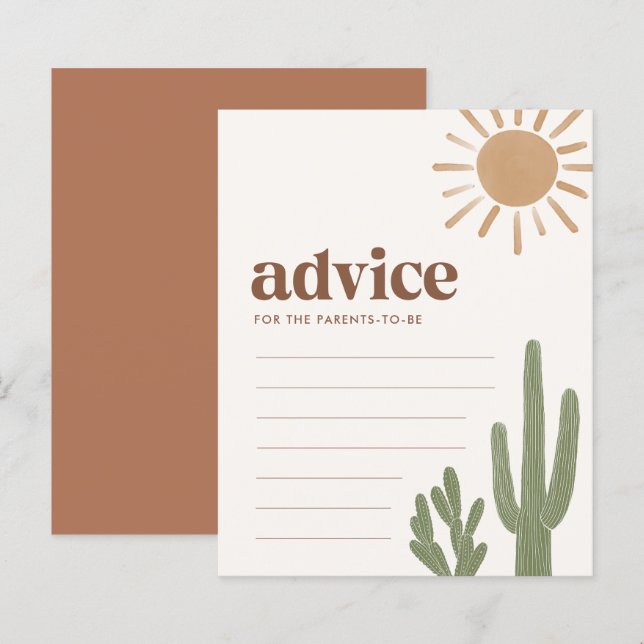 Advice for Parents Boho Cactus Baby Shower Game (Front/Back)