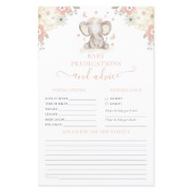 Advice for Parents Elephant Girl Baby Shower Game