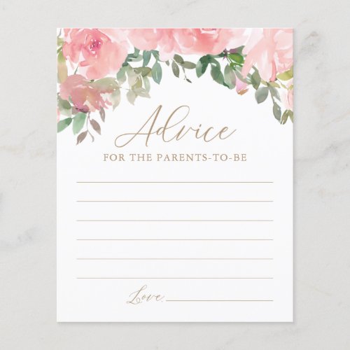 Advice for Parents Pink Floral Baby Shower Game