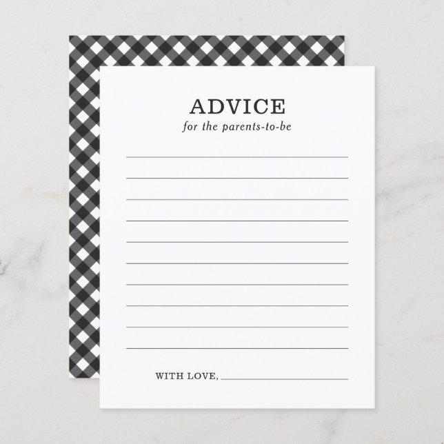 Advice for Parents Rustic BBQ Baby Shower Game (Front/Back)