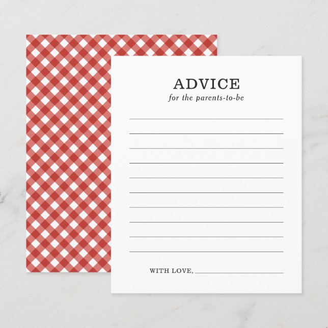 Advice for Parents Rustic BBQ Baby Shower Game (Front/Back)