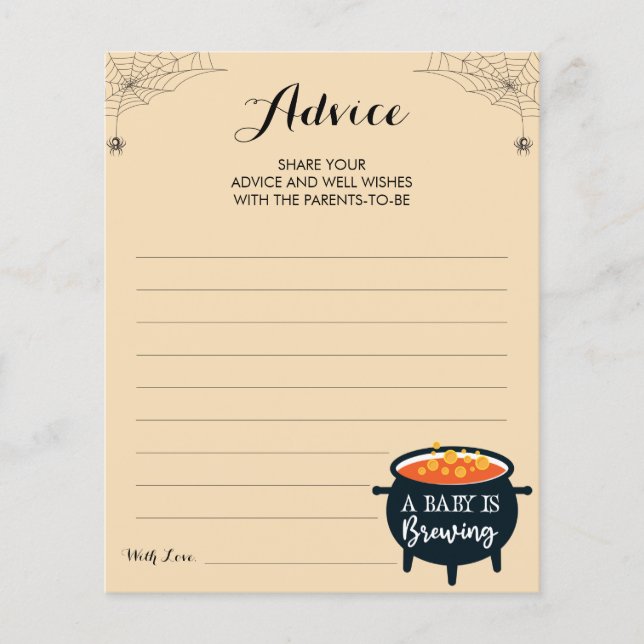 Advice for Parents-to-be Halloween Advice cards (Front)