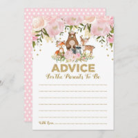 Advice for Parents Woodland Baby Girl Shower Card