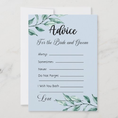 Advice For The Bride and Groom Blue Gray Greenery Invitation