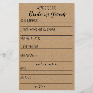 Advice for the Bride and Groom Card Flyer