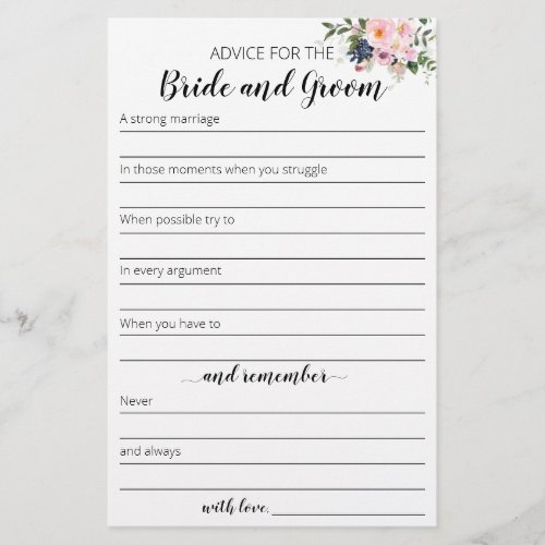 Advice for the Bride and Groom Card Flyer