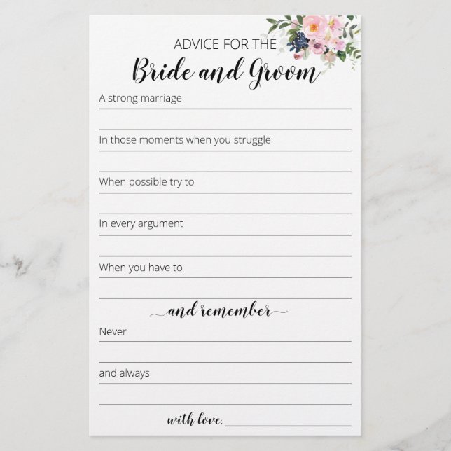 Advice for the Bride and Groom Card Flyer (Front)